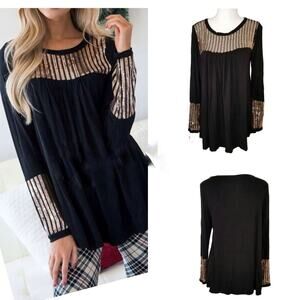 Sun n Moon, sequin striped long sleeve top Size M